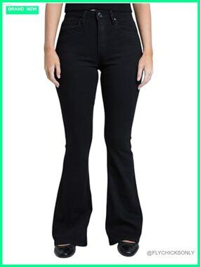 High Rise Flare Bell Bottom Jeans Stretch Denim
